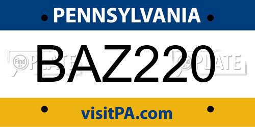 BAZ220 Pennsylvania License Plate