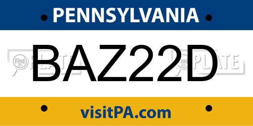 BAZ22D Pennsylvania License Plate