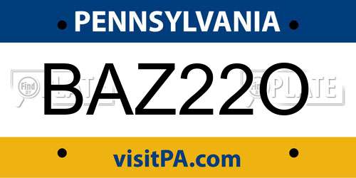 BAZ22O Pennsylvania License Plate