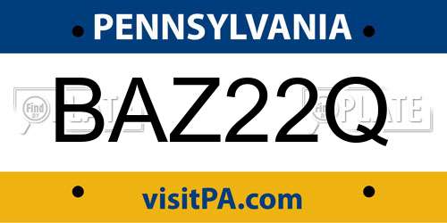 BAZ22Q Pennsylvania License Plate