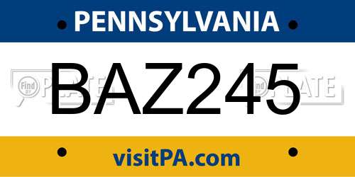 BAZ245 Pennsylvania License Plate