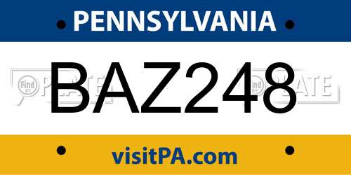 BAZ248 Pennsylvania License Plate