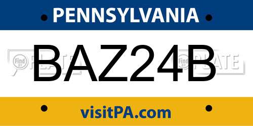 BAZ24B Pennsylvania License Plate
