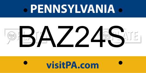 BAZ24S Pennsylvania License Plate