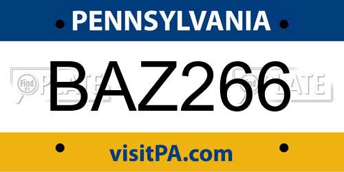 BAZ266 Pennsylvania License Plate