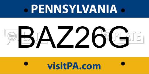 BAZ26G Pennsylvania License Plate