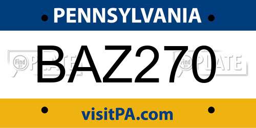 BAZ270 Pennsylvania License Plate