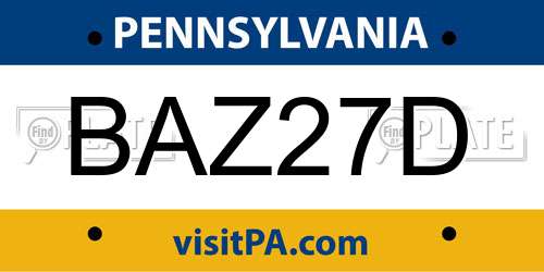 BAZ27D Pennsylvania License Plate