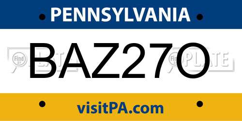 BAZ27O Pennsylvania License Plate