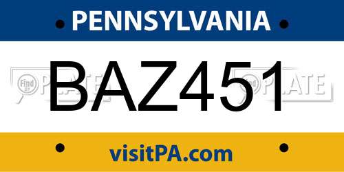 BAZ451 Pennsylvania License Plate