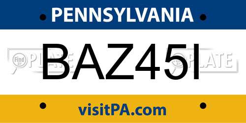 BAZ45I Pennsylvania License Plate