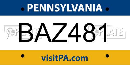 BAZ481 Pennsylvania License Plate