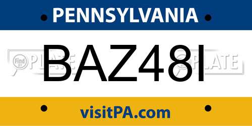 BAZ48I Pennsylvania License Plate