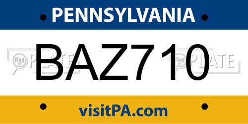 BAZ710 Pennsylvania License Plate