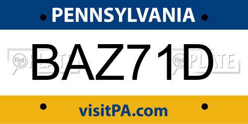 BAZ71D Pennsylvania License Plate