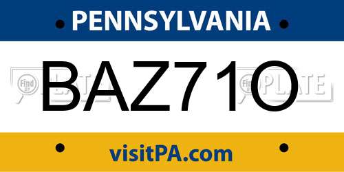BAZ71O Pennsylvania License Plate