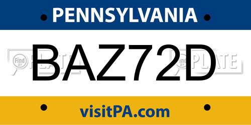 BAZ72D Pennsylvania License Plate