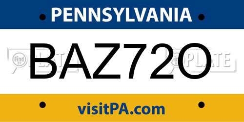 BAZ72O Pennsylvania License Plate