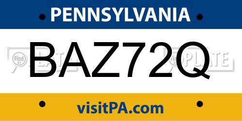 BAZ72Q Pennsylvania License Plate