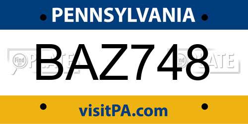 BAZ748 Pennsylvania License Plate
