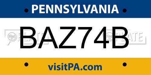 BAZ74B Pennsylvania License Plate