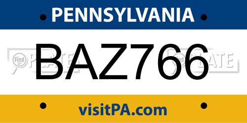 BAZ766 Pennsylvania License Plate