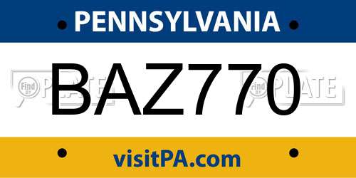 BAZ770 Pennsylvania License Plate