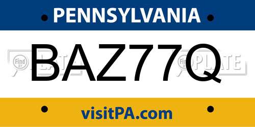 BAZ77Q Pennsylvania License Plate