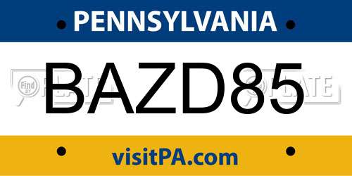 BAZD85 Pennsylvania License Plate