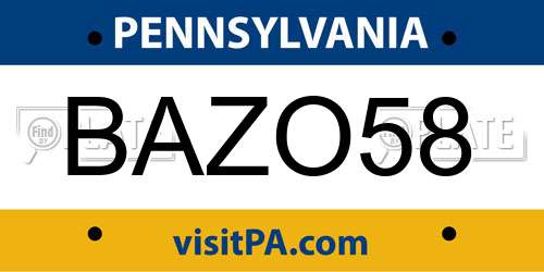 BAZO58 Pennsylvania License Plate