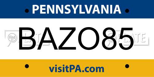 BAZO85 Pennsylvania License Plate