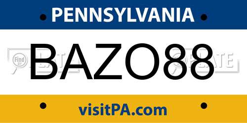 BAZO88 Pennsylvania License Plate