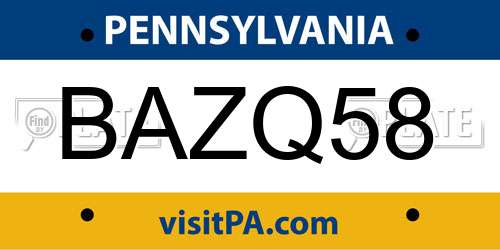 BAZQ58 Pennsylvania License Plate