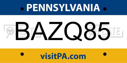 BAZQ85 Pennsylvania License Plate