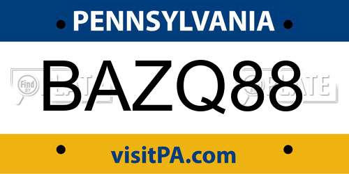 BAZQ88 Pennsylvania License Plate