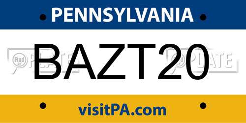BAZT20 Pennsylvania License Plate