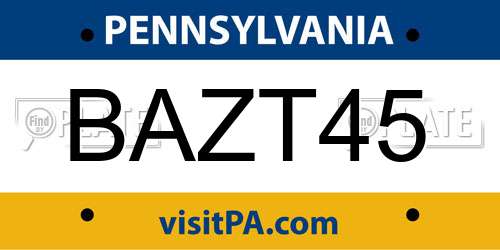 BAZT45 Pennsylvania License Plate