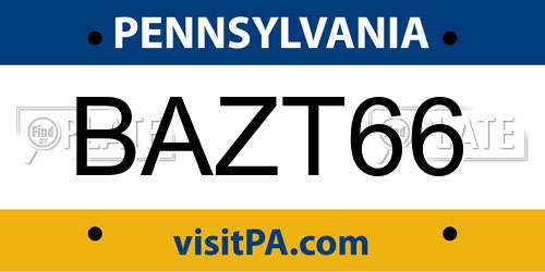 BAZT66 Pennsylvania License Plate