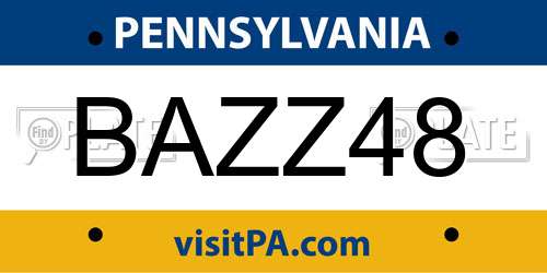 BAZZ48 Pennsylvania License Plate