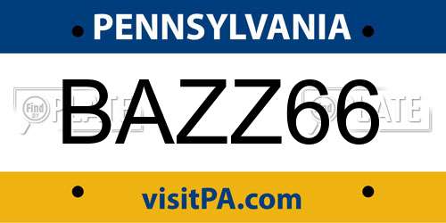 BAZZ66 Pennsylvania License Plate