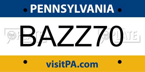 BAZZ70 Pennsylvania License Plate