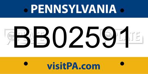 BB02591 Pennsylvania License Plate