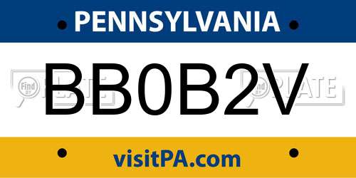 BB0B2V Pennsylvania License Plate