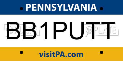 BB1PUTT Pennsylvania License Plate