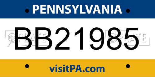 BB21985 Pennsylvania License Plate