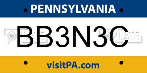 BB3N3C Pennsylvania License Plate