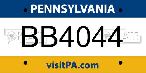 BB4044 Pennsylvania License Plate