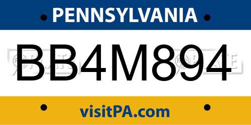 BB4M894 Pennsylvania License Plate