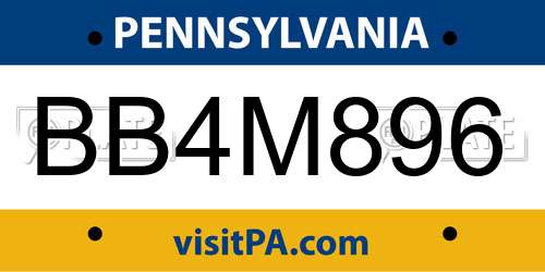 BB4M896 Pennsylvania License Plate