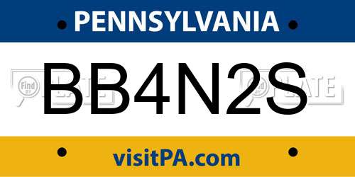 BB4N2S Pennsylvania License Plate